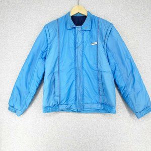 Vintage 80s FRIEND Tennis Jacket Blue Removable Sleeves Mens Small Blue Snap